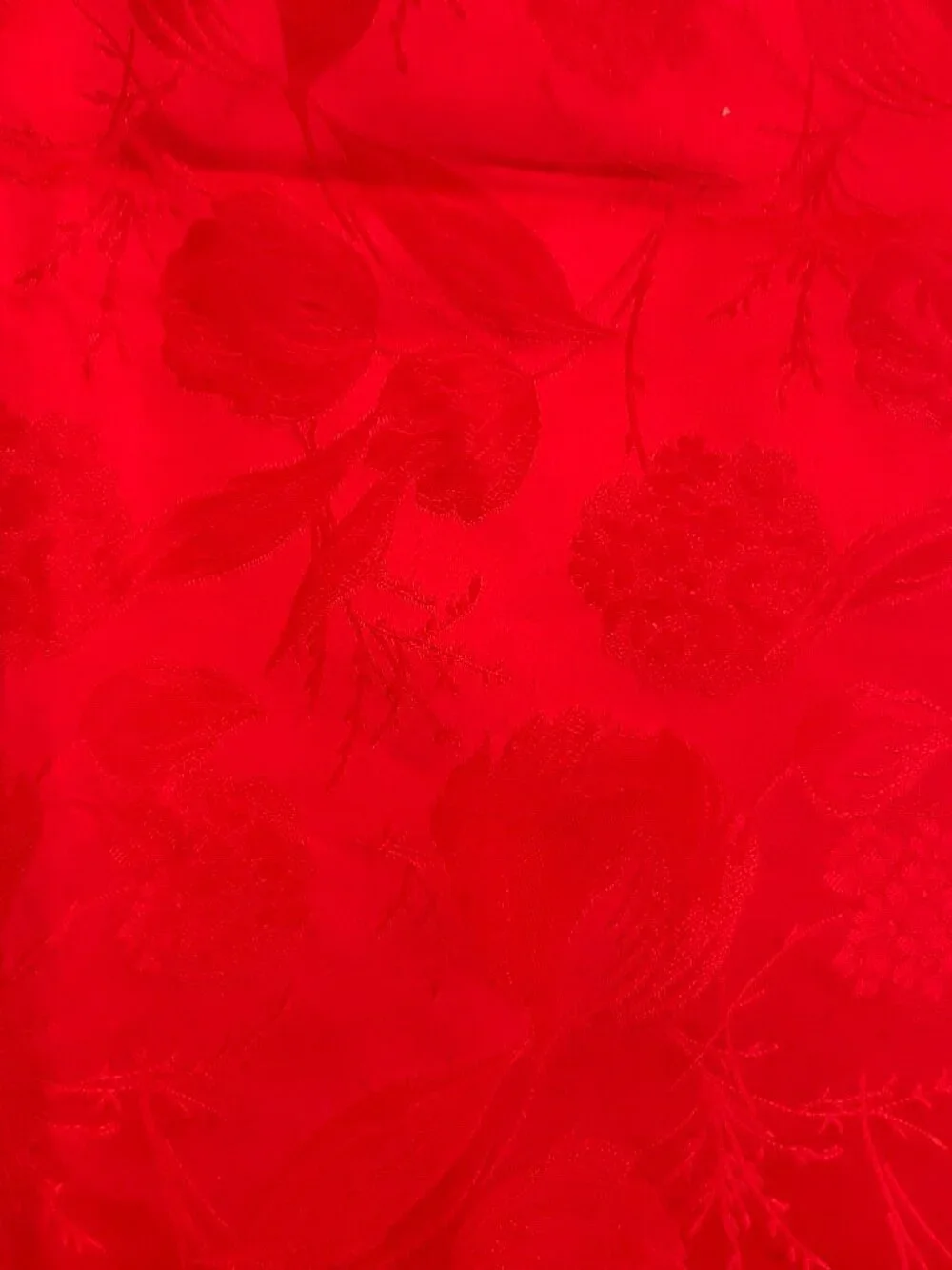 Vintage Red Damask Jacquard Fabric Unused 42 x 90 inches